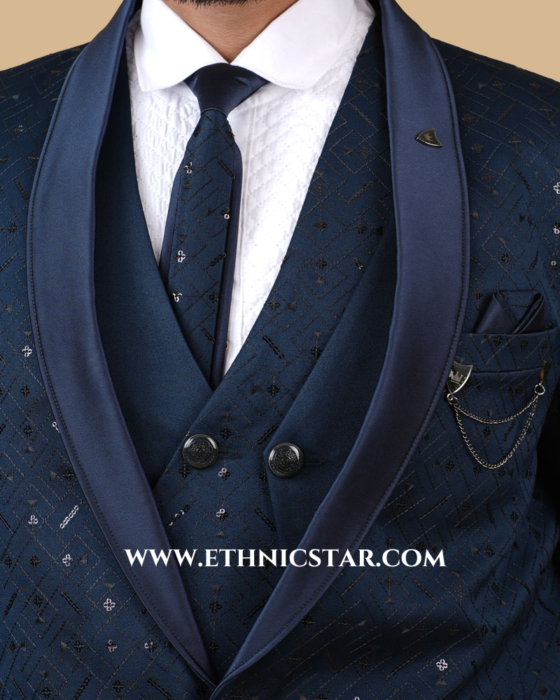 Peacock Green Sequins Embroidered Designer Suit For Men